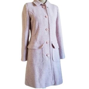 IZZI Collection Vintage Pink Tweed Wool Midi Peacoat Coat Sz Small